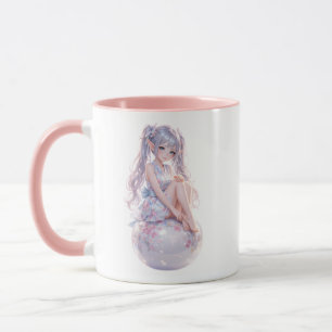 Mug Jolie Fille Anime Assise