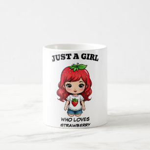Mug Jolie Fille aux Fraises Art Kawaii