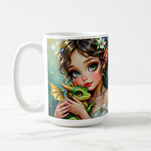 Mug Jolie fille aux thèmes de fée et de dragon  