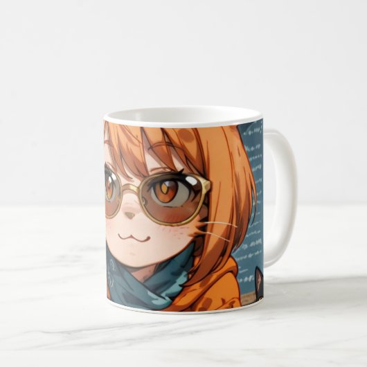 Mug Jolie Fille Chat Anime (Devant droit)