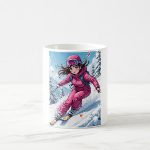 Mug Jolie Fille d'Anime faisant du Ski Sports d'Hive