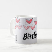 Mug Jolie fille d'anniversaire avec coeur aquarelle (Devant gauche)