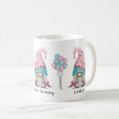 Mug Jolie fille d'anniversaire Gnome rose Turquoise Aq (Devant droit)