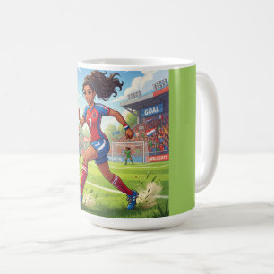 Mug Jolie Fille de Dessin Animé Jouant au Football