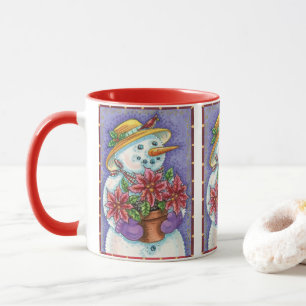 Mug Jolie fille de Noël Bonhomme de neige avec Poinset
