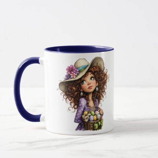 Mug Jolie Fille de Pâques avec Œufs Art de Printemps (Gauche)