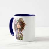 Mug Jolie Fille de Pâques avec Œufs Art de Printemps (Devant gauche)