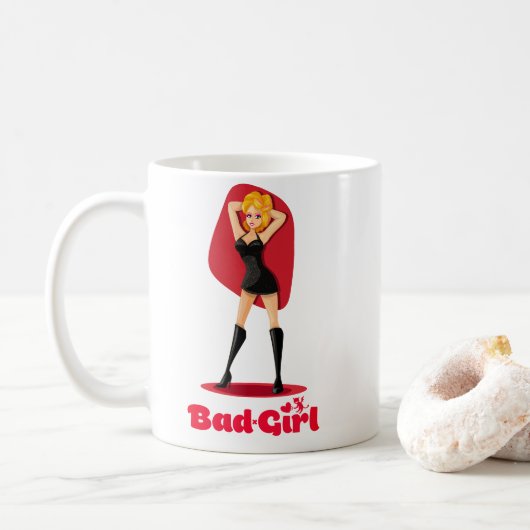 Mug Jolie fille en noir blanc (Avec donut)