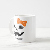 Mug Jolie fille Jack-o'-lantern Citrouille face Monogr (Devant gauche)