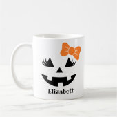 Mug Jolie fille Jack-o'-lantern Citrouille face Monogr (Gauche)