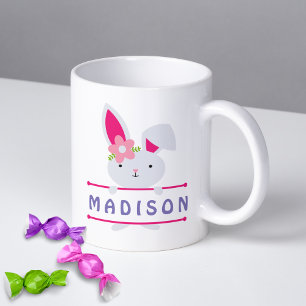 Mug Jolie fille Lapin de Pâques Nom personnalisé