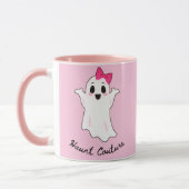Mug Jolie Fille Rétro Fantôme avec poil rose (Gauche)