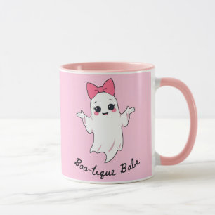 Mug Jolie Fille Rétro Fantôme avec poil rose