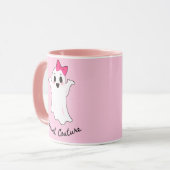 Mug Jolie Fille Rétro Fantôme avec poil rose (Devant gauche)