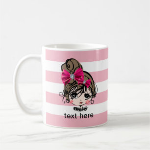 Mug jolie, fille, rose, arc, douce, mignonne, enfant,