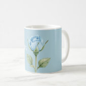 Mug Jolie Fleur de Rose Bleu Clair (Devant droit)