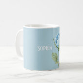 Mug Jolie Fleur de Rose Bleu Clair (Devant gauche)