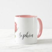 Mug Jolie Fleur De Rose Rouge Romantique (Devant droit)