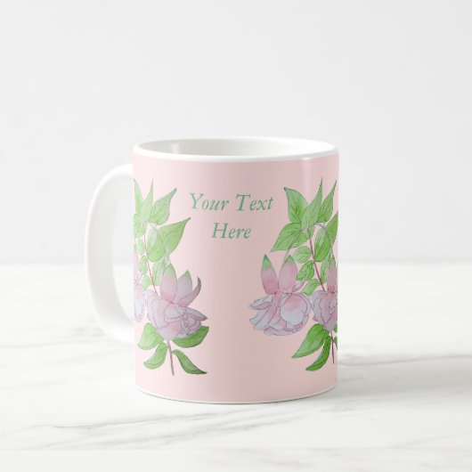 Mug jolie fleur fuchsia rose à fleurs feuilles (Devant gauche)