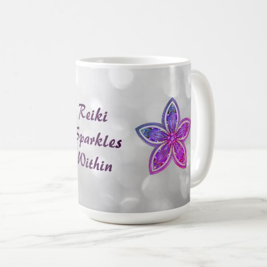 Mug Jolie Fleur Reiki design Mandala (Devant droit)