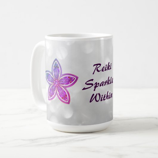 Mug Jolie Fleur Reiki design Mandala (Devant gauche)