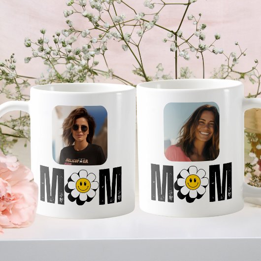 Mug Jolie Fleur Retro & "Maman", Amusante, Photo perso