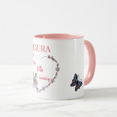 Mug Jolie Fleur Rose 17e Anniversaire (Devant droit)