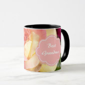 Mug Jolie fleur rose et jaune, personnalisée (Devant droit)