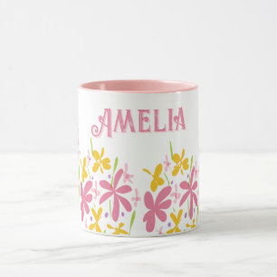 Mug Jolie fleur sauvage rose personnalisée