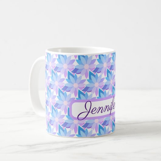 Mug Jolie Fleur violette Bleue (Devant gauche)