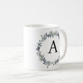 Mug Jolie floral bleu Monogramme meilleure petite-fill (Devant droit)
