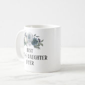 Mug Jolie floral bleu Monogramme meilleure petite-fill (Devant gauche)