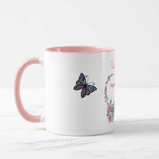 Mug Jolie florale rose 85e anniversaire (Gauche)