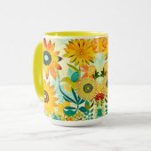 Mug Jolie folk Art Fleurs Jaunes (Devant gauche)