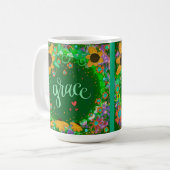 Mug Jolie grâce verte inspirant un seul mot d'art (Devant gauche)