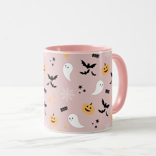 Mug Jolie Halloween Boo Plaques rose (Devant droit)