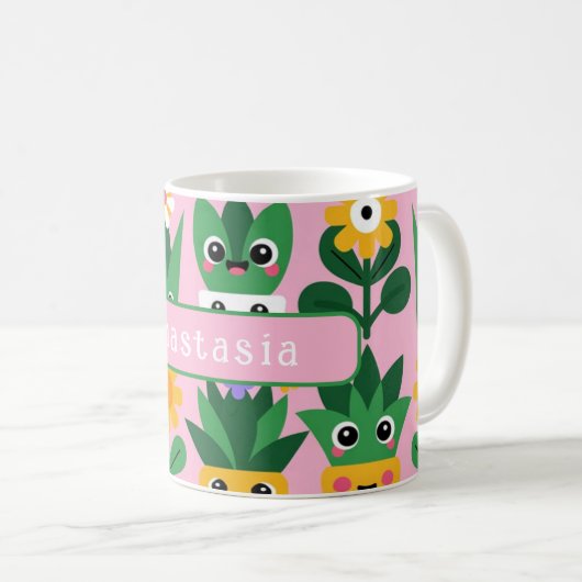 Mug Jolie impression de plante en pot personnalisable (Devant droit)
