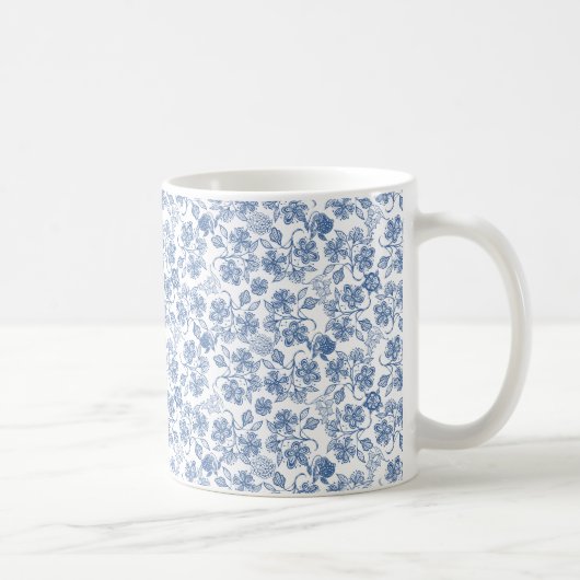 Mug Jolie impression florale ethnique de bleu d'indigo (Droite)