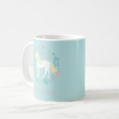 Mug Jolie licorne & Fleurs Aqua Personnalisé (Devant gauche)