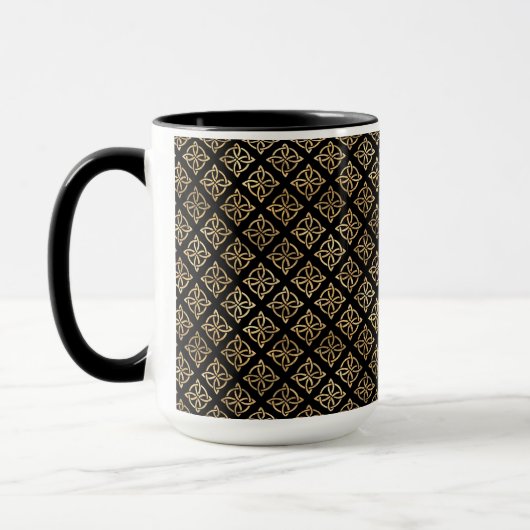 MUG JOLIE LIGNES NOIRES ET D'OR DE NOEUDS CELTIQUES (Gauche)