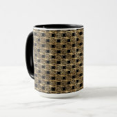 MUG JOLIE LIGNES NOIRES ET D'OR DE NOEUDS CELTIQUES (Devant gauche)