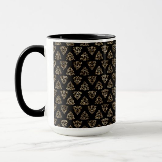 MUG JOLIE LIGNES NOIRES ET D'OR DE NOEUDS CELTIQUES (Gauche)