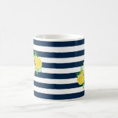 Mug Jolie Marine Rayures Aquarelle Jaune Monogramme de (Centre)