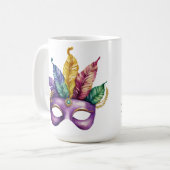 MUG JOLIE MASQUE MARDI GRAS DE COULEUR D'EAU AVEC PLUM (Devant gauche)