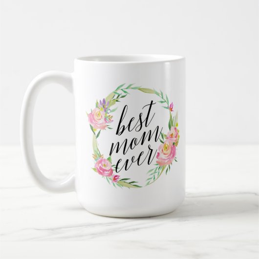 Mug Jolie Meilleure maman jamais Floral Wreath (Gauche)