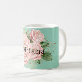 Mug Jolie Mint Rose Rose Floral Parties scintillant or (Devant droit)
