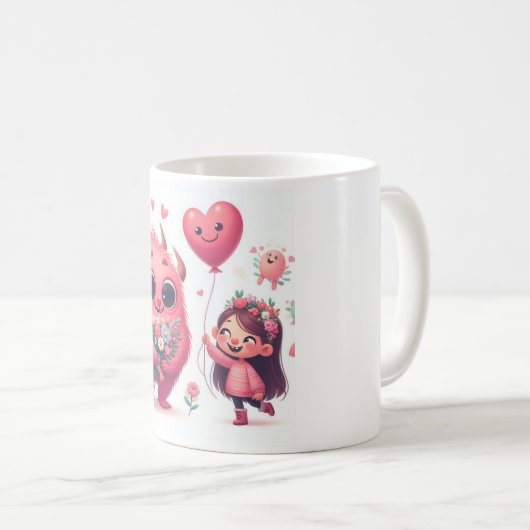 Mug Jolie Monstre Rose & La Fille (Devant droit)