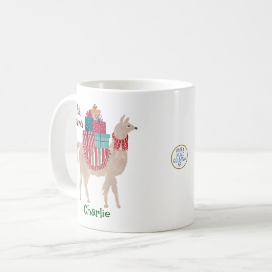 Mug Jolie Noël Llama Fête Personalisée Animal (Devant gauche)