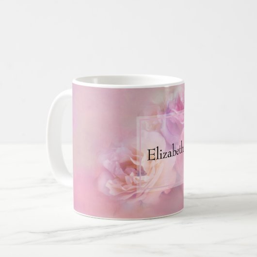 Mug Jolie oeillets rose et blanc (Devant gauche)