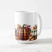 MUG JOLIE ORANGE & VERT PLAID AUTOMNE CITROUILLES (Devant droit)